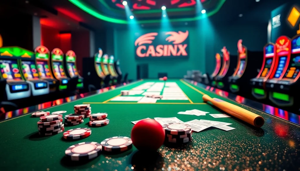 Experience luxury gambling with crickex featuring elegant casino tables, chips, and cricket elements.