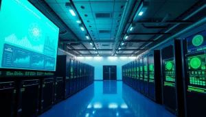 Image of a modern cryptocurrency cloud mining facility showcasing trusted cloud mining sites with renewable energy technologies.