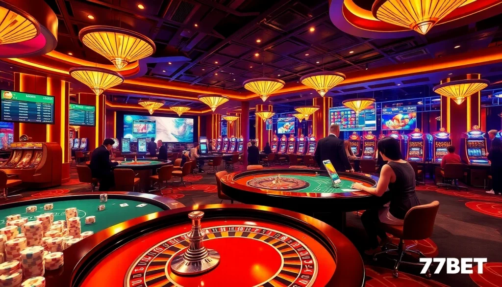 Experience the thrill of 789BET with engaging casino visuals including lively dealers, roulette, and vibrant elements.