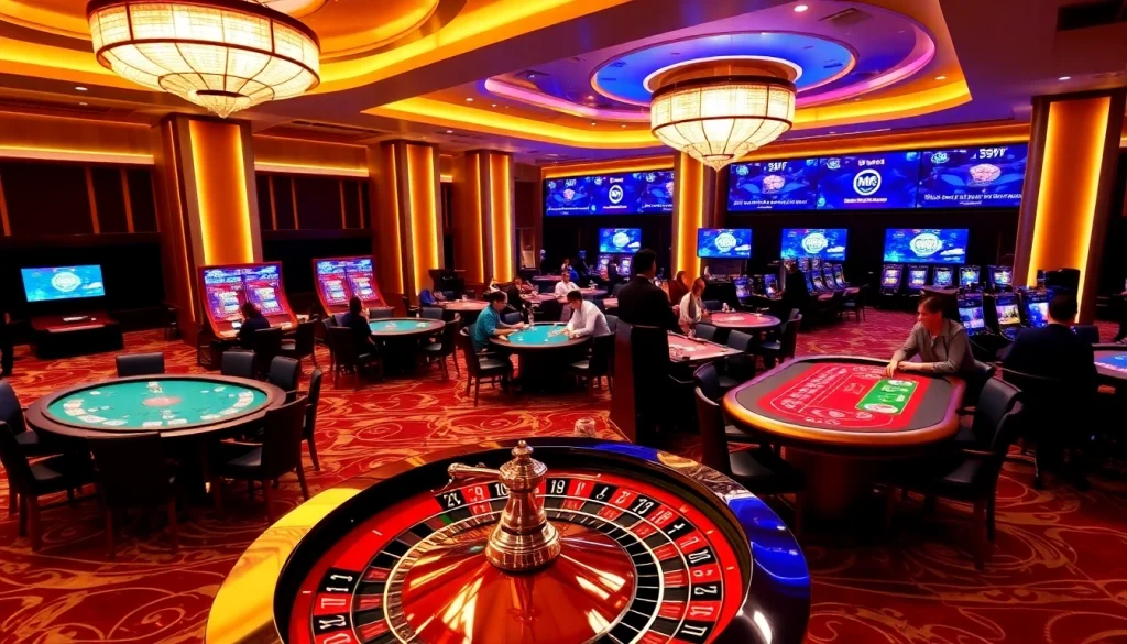 Experience high-stakes gaming at MM88's luxurious casino setting filled with excitement.