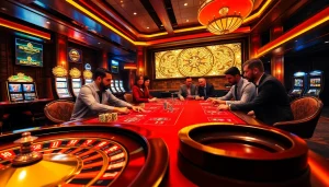 KJC – Engaging poker game in a vibrant casino setting showcasing high-stakes excitement.