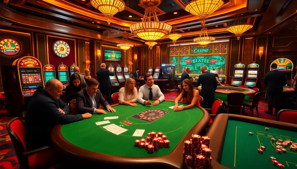 Experience the thrill at https://f168.ing/ with players enjoying poker in a luxurious casino environment.