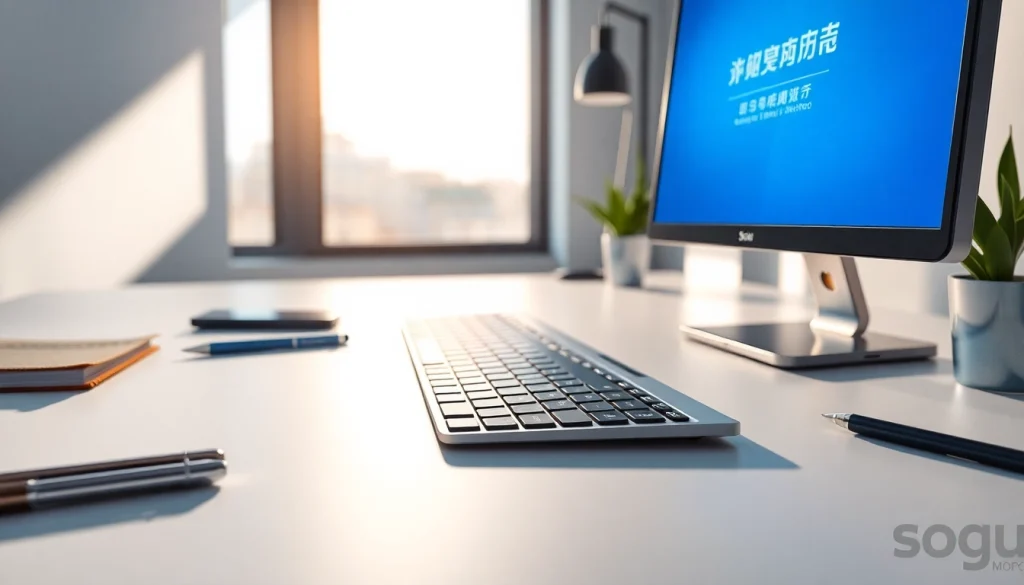 Sogou Input Method interface on a modern keyboard in a stylish workspace.