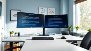 Enhance your skills at this modern typing center with a professional setup, inspiring atmosphere, and advanced technology.