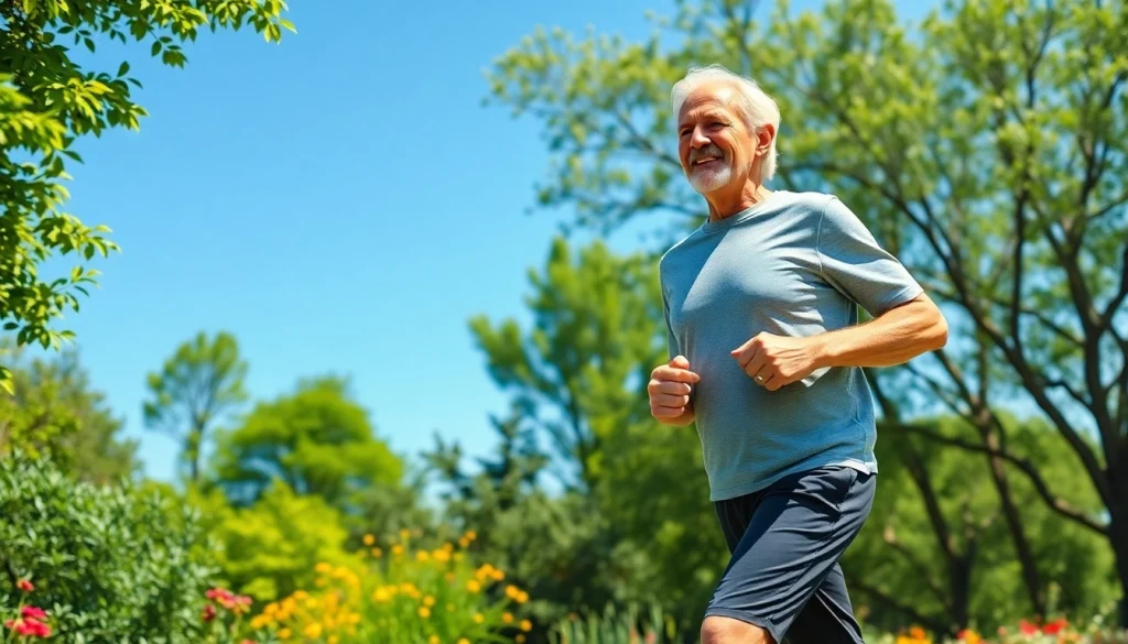 Illustration of healthspan concept highlighting a person jogging in nature