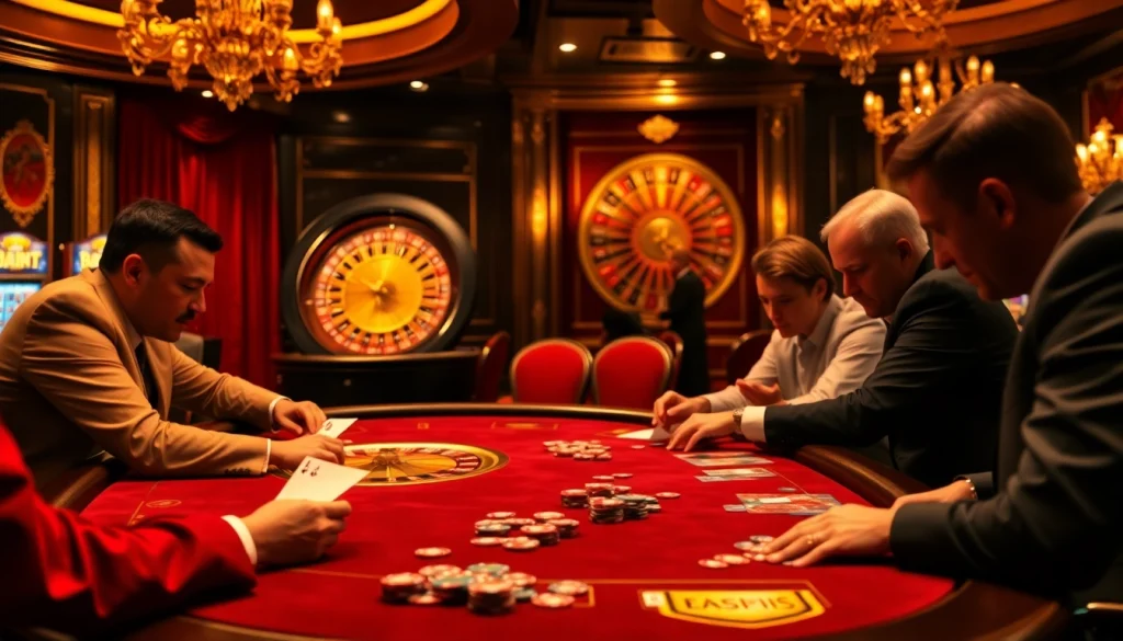 Experience thrilling gameplay at new88bet with bustling casino tables and vibrant poker chips.