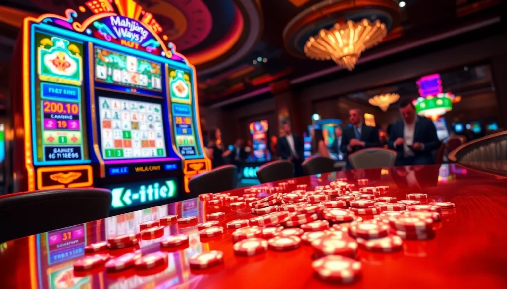 Rasakan Mahjong Ways 2 dengan gameplay seru yang terlihat pada mesin slot berwarna-warni.