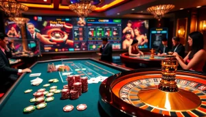 Action-packed gaming at nhà cái tobet88 with chips and a vibrant roulette scene.