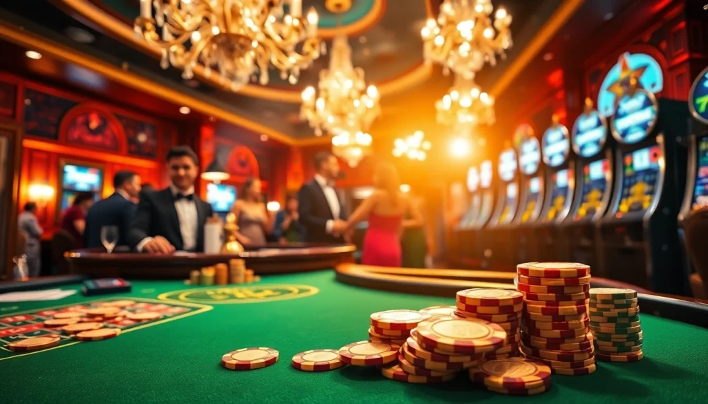 Experience excitement at the sc88archi casino with vibrant roulette and poker tables.
