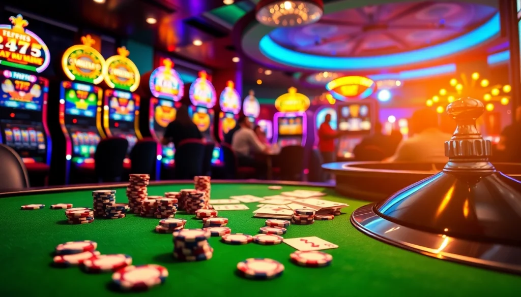 Experience the thrill of k9k9 at an exciting casino table with vibrant chips and cards.