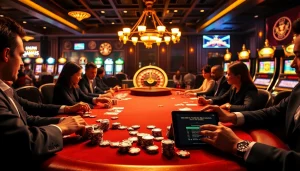 Engaging poker players amidst luxury, showcasing hidden wiki links to gambling resources.