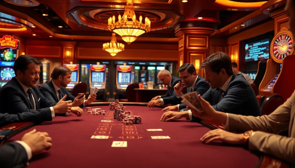 The hidden wiki 2 illustrates gamblers engaging in a high-stakes poker game amid luxury casino decor.