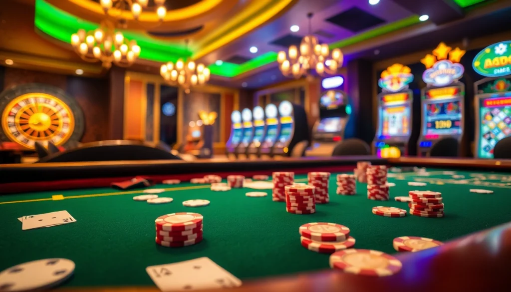 s88 nhà cái poker game setup with vibrant atmosphere and luxurious casino elements