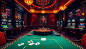 Experience the thrill of online gambling at https://co88.vin/ with an engaging casino scene featuring roulette and poker tables.