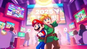 Exciting Nintendo Direct 2025 announcements featuring beloved Nintendo characters and vibrant displays.