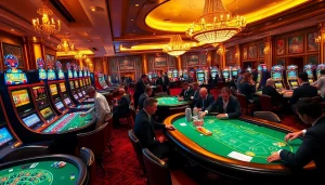 Engaged players enjoying intense table games in a glamorous top club casino atmosphere.