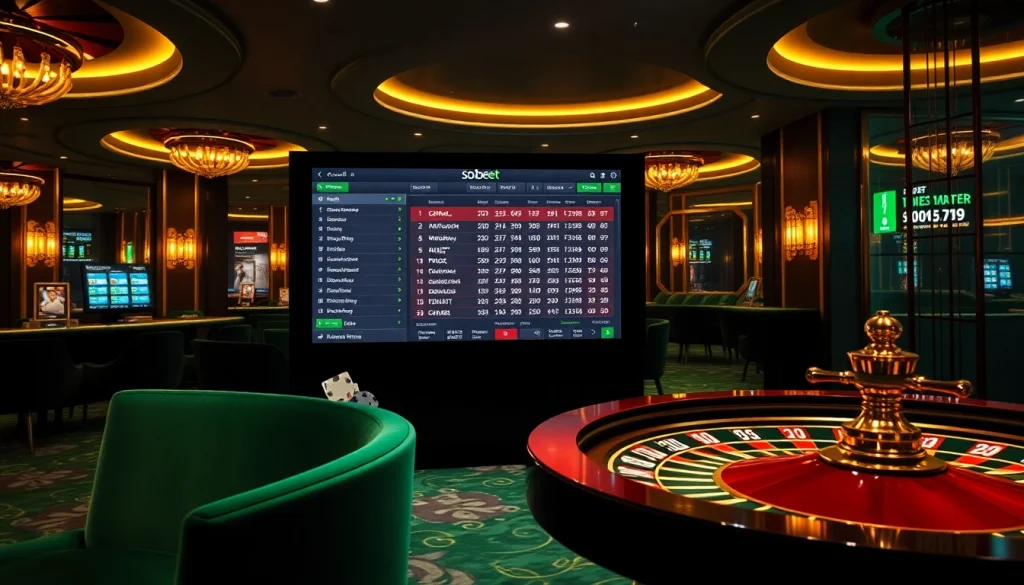 Betting on sbobet with vibrant sportsbook interface and casino elements enhancing excitement.