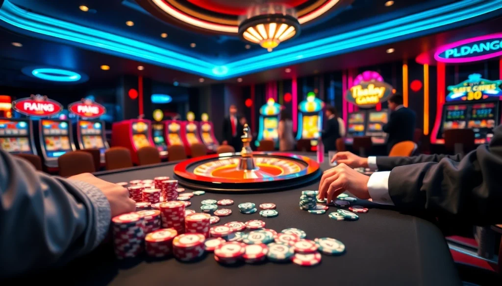 Experience the thrill of viral88 with luxury poker tables and vibrant casino visuals.