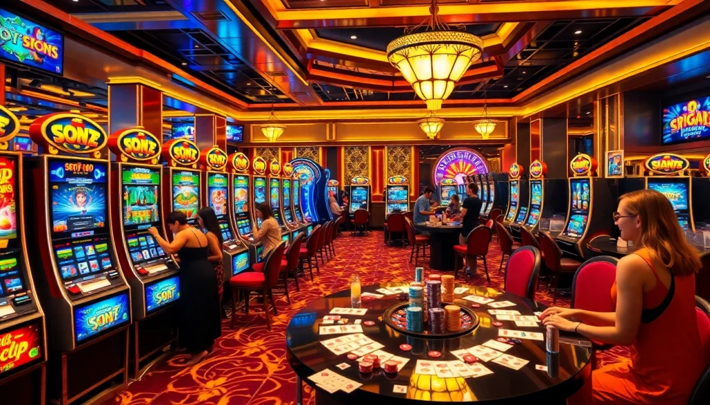 Experience the thrill of slot depo 5rb with vibrant slot machines and casino excitement.