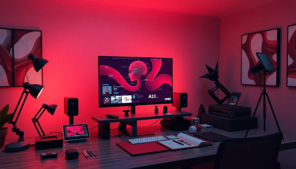 AI-generated content creation in a modern digital workspace for porn AI innovation.