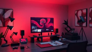 AI-generated content creation in a modern digital workspace for porn AI innovation.