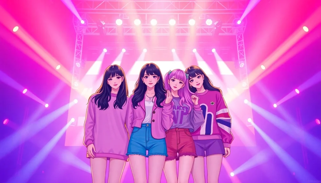 Explore the dynamic styles of blackpink members Jisoo, Jennie, Rosé, and Lisa in vibrant concert attire.