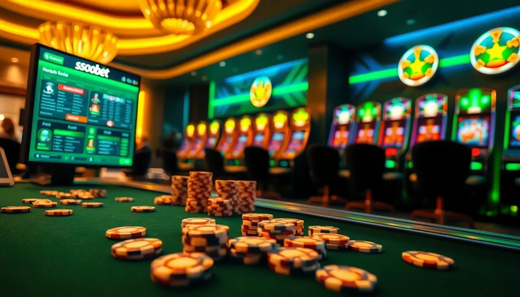 Sbobet online betting interface showcasing dynamic sports odds and vibrant casino elements.