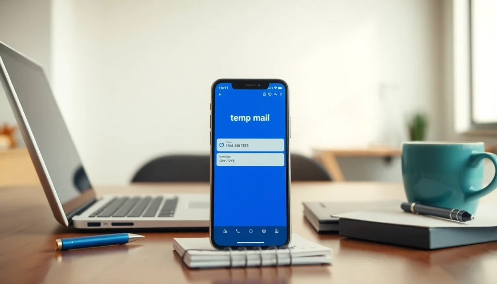 Explore the user-friendly features of the temp mail app through a smartphone interface.