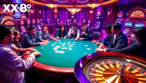 Experience the thrill of high-stakes poker at https://xx88.se.net/ with vibrant casino visuals showcasing excitement.