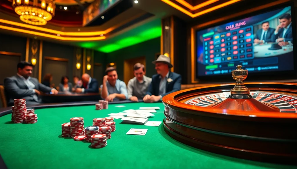 Engage with high-stakes gambling at a poker table featuring GK88 chips and cards.