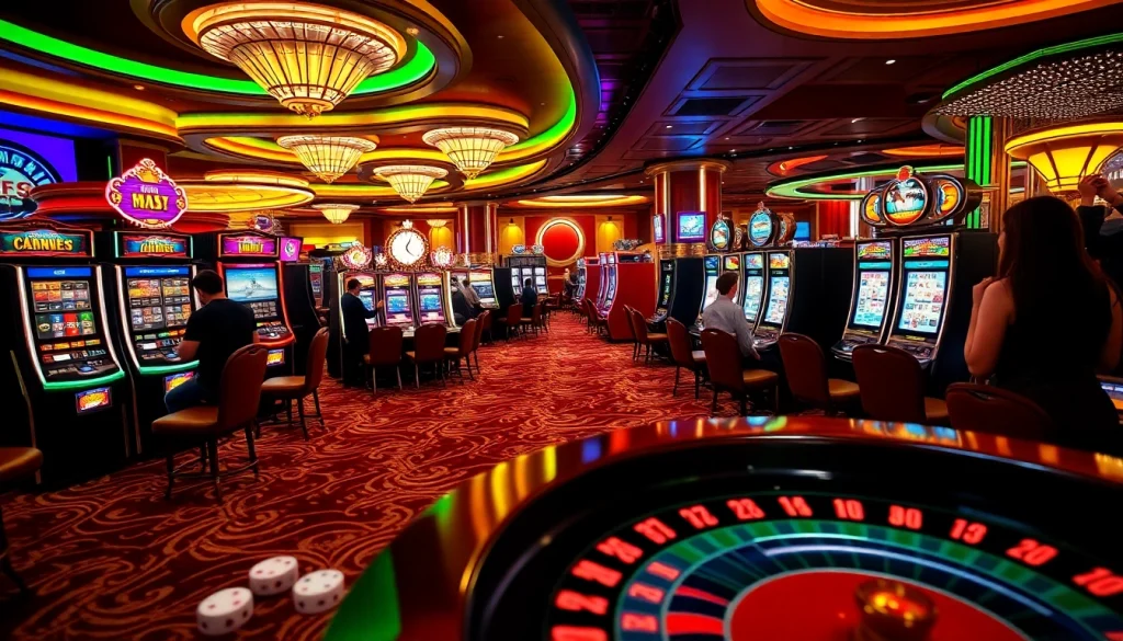 Experience thrilling gameplay at idn slot machines in a vibrant casino setting with excited players.