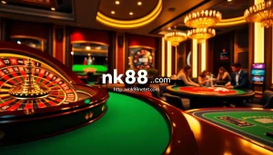 Intense gameplay at https://nk88net.com/ showcasing roulette and poker chips in a luxurious casino atmosphere.