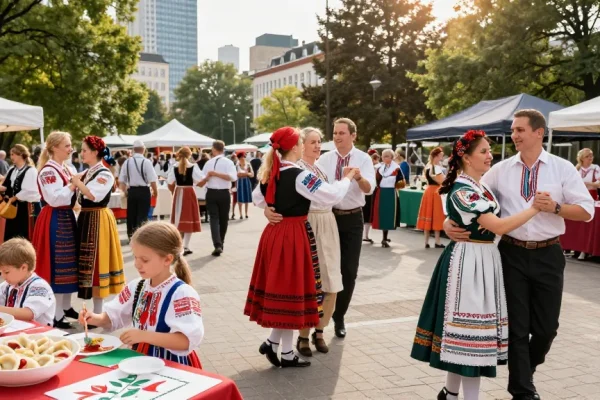 Community gathering at a Polish festival celebrating culture in San Francisco's Polish community at https://www.sfpol.com/