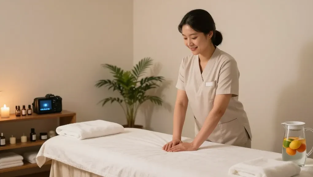 신촌출장안마 services in a relaxing massage therapy room with a skilled therapist ready to provide rejuvenating care.