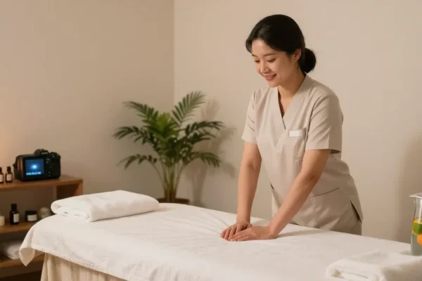 신촌출장안마 services in a relaxing massage therapy room with a skilled therapist ready to provide rejuvenating care.